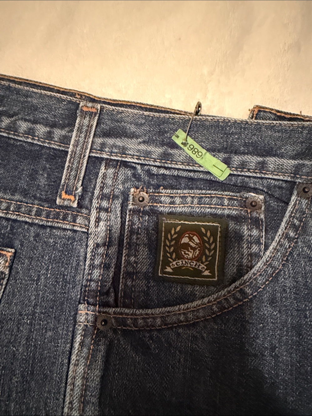Cinch Men's Blue Denim Relaxed Jeans with Contrast Stitching #989